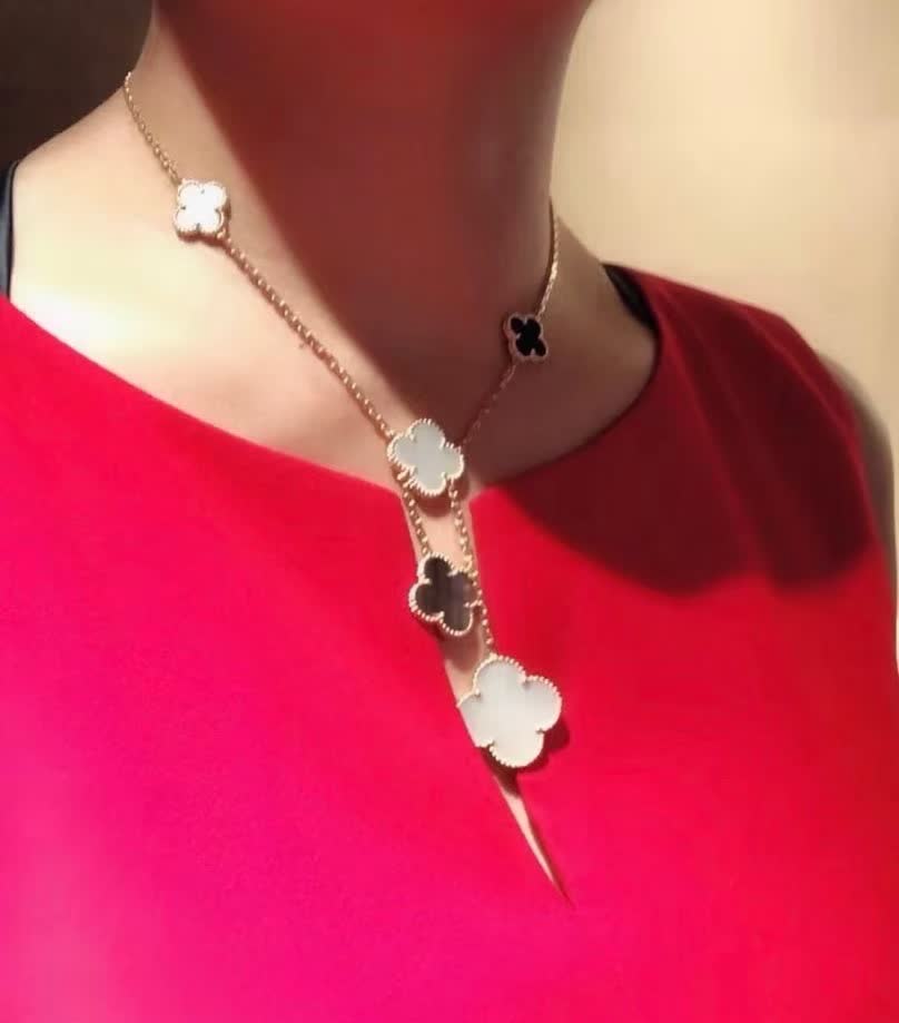 Van Cleef & Arpels Alhambra Gold and Enamel Necklace